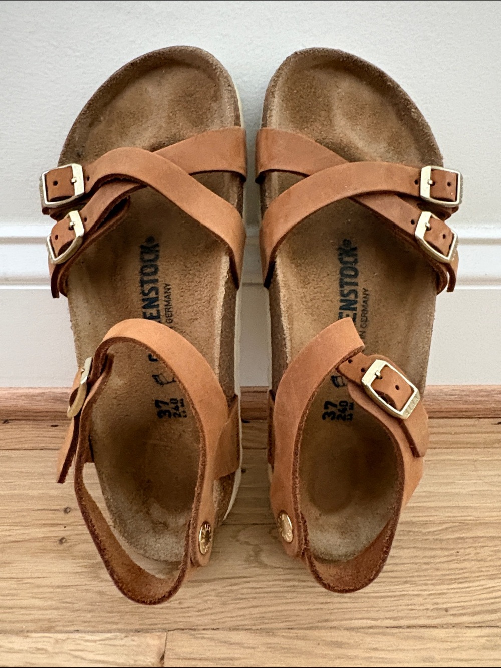 Birkenstock Tan Leather Kumba Sandals with back strap- Women's